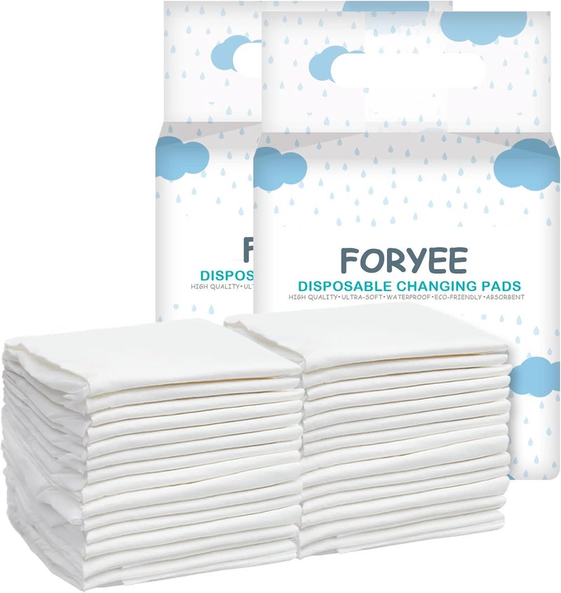 FORYEE Disposable Changing Pad Liners for Baby 17 x 13 Inches (50 Pack) Waterproof Underpads Soft Non-Woven Fabric Breathable Changing Pad for Changing Table - White - Image 1